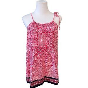 Soho Red White Blue Paisley Summer Halter‎ Blouse Top X LARGE NWT Flowy Romantic